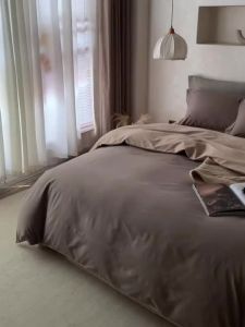 Solid Color Double-Sided Bedsheet Set With Quilt Cover 100% Cotton Bedding Set
