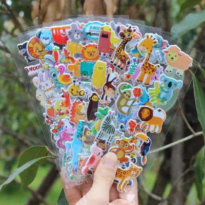 COMBO 5 Miếng Dán Sticker 3D Hoạt Hình Khủng Long Siêu Nhân Động Vật Thú Vị Cho Bé