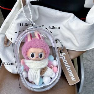 SG Seller PVC Labubu V1 V2 Protective Bag Doll Thickened dust prevention Transparent Portable Cable Organizer Box Zipper Labubu Doll Bags Transparent