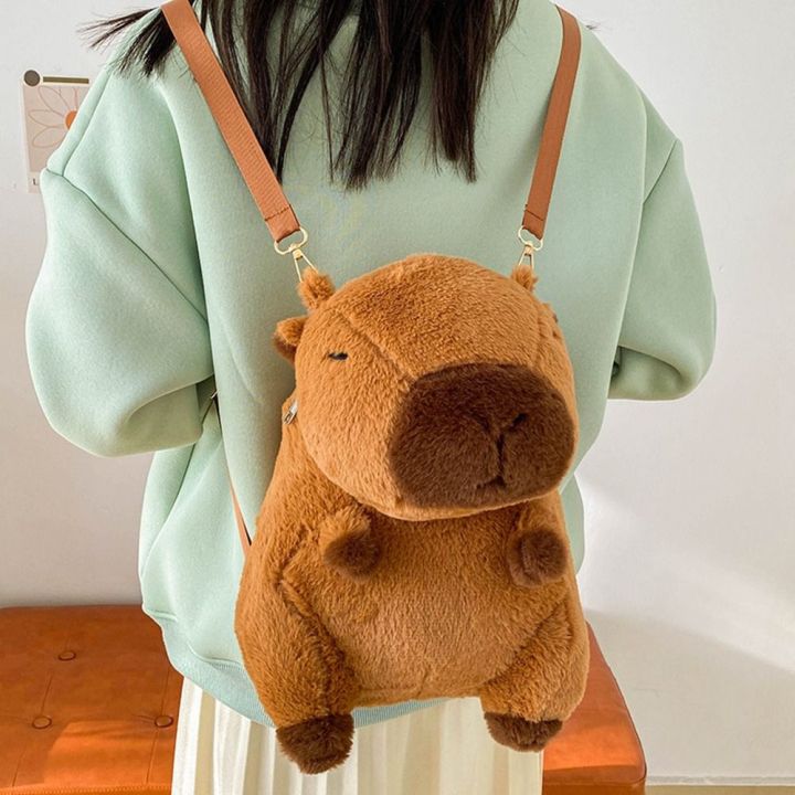 HOUMENG Cartoon Capybara Plush Backpack Animals Capybara Students ...