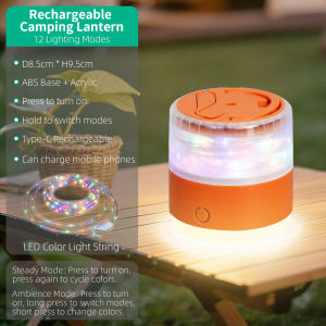 LED Lights Strip Camping Night Light Rechargeable Waterproof 10 Meter Stowable Mood Fairy String Light Gift Home Decoration