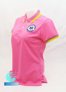💥ราคาพิเศษช่วงแนะนำ💥เสื้อโปโลผ้าCoolTech สีชมพู สพฉ. สถาบันการแพทย์ฉุกเฉินแห่งชาติ (ชาย/หญิง) ใส่แล้วเย็นมาก!!!