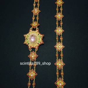 สังวาลย์ลายไทยประยุกต์ สังวาลย์พลอยเทียม  สังวาลย์ชุดไทย  สังวาลย์สวยๆ สังวาลย์ใส่ได้ทั้งเด็กและผู้ใหญ่ของพร้อมส่ง