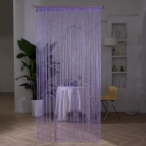 GAOSU Room Divider Rose Flower String Curtain Solid Color 12M Tassel Window Curtain Romantic Shiny Door Curtain Home Decor