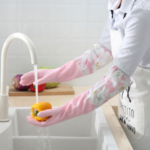 Dishwashing Gloves Warm Rubber Waterproof Kitchen Washing Dishes Housework Gloves Women’s Waterproof Cleaning Gloves