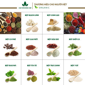 Set 10 loại bột sáng da đều màu (Bột hữu cơ dưỡng trắng da mờ thâm sạm chống lão hóa) - Chợ Thảo Dược Việt