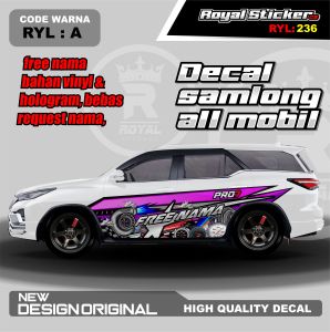 RYL 236-STIKER DECAL MOBIL KIJANG VELOZ SEDAN SIGRA PAJERO TERIOS CALYA AGYA GRATIS CUSTOM NAMA