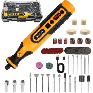 Cordless Rotary Tool Kit with 58PCS Accessories 7.2V Cordless Drill Machine 5 Variable Speed 8000-28000RPM 1100mAh LED Rechargeable Engraving Pen For Engraving/Sanding/Grinding/Polishing