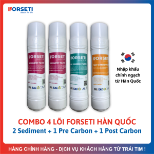 Combo 5 Lõi Lọc FORSETI Gồm 2 Sediment + 1 Pre Carbon + 1 RO Membrane + 1 Post Carbon Cắm Nhanh Dạng U Sản Xuất Tại Hàn Quốc Dùng Thay Thế Cho Máy Korihome