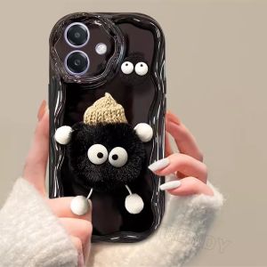 เคสโทรศัพท์ OPPO A3X A3 น่ารักสำหรับใส่3Dปลอกถ่านหินคู่ป้องกันเลนส์2024ฝาหลังนิ่มกันกระแทก