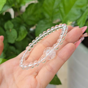 Q1979 Vòng Thạch Anh Trắng mix hoa mai 3D Thạch Anh Trắng trong trẻo tinh khôi chất đá chuẩn hàng 5A cho mệnh Kim và Thuỷ - Phong Thuỷ TUDO