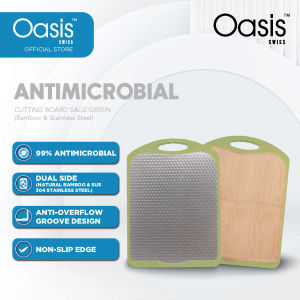 Oasis Antimicrobial 304 Stainless Steel & Bamboo double-sided cutting board  Papan Pemotong 抗菌砧板
