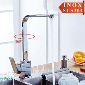 Vòi rửa chén nóng lạnh xoay 360 độ inox 304. Vòi rửa bát mạ Crom sáng bóng  (Bảo hành 3 Năm) - Lắp đặt đơn giản không cần gọi thợ lắp đặt