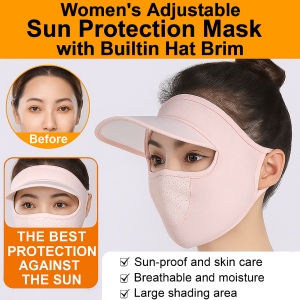 Womens Summer Washable Sunscreen Mask Thin Brim Ice Silk Breathable Full Face Mask