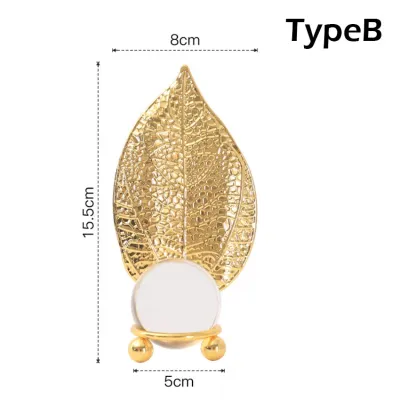 Nordic Luxury Modern Bola Kristal Hiasan Hias Dekorasi Rumah Daun Emas Bola Kristal Hiasan Meja Metal Crystal Ball Decorations Pajangan Meja Bola