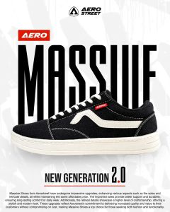 Aerostreet 37-44 Massive Low 2.0 Hitam Natural - Sepatu Sneakers Casual