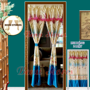 Rèm cửa chính rèm phòng ngủ BENU STORES chất liệu phi bóng 02 mặt màu xanh dương (mẫu mới)sáng bóng ép biên sang trọng đẹp mắt