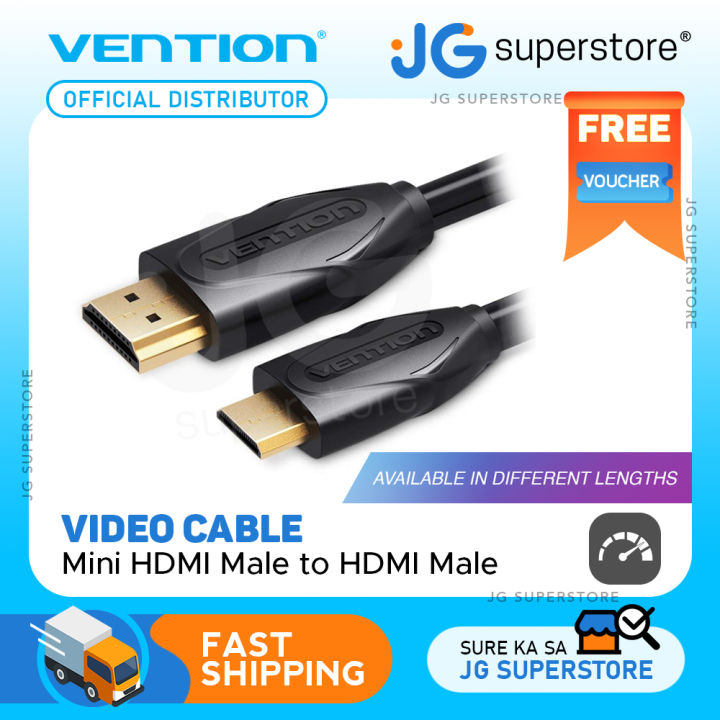 [CLEARANCE] Vention Plug and Play Mini HDMI to HDMI Cable with Gold Plated  Interface for TV, Laptops and Tablet (VAA) (1 Meter, Meters, Meters) 