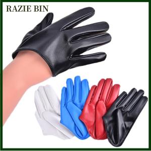 RAZIE BIN ถุงมือหนังพียูครึ่งฝ่ามือสำหรับผู้หญิงถุงมืองานปาร์ตี้ถุงมือหนังเซ็กซี่ดีไซน์ใหม่