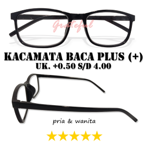 PROMO - Kacamata Kotak Frame Hitam Lensa Transparan Plus +0.50 +0.75 +1.00 +1.25 +1.50 +1.75 +2.00 +2.25 +2.50 +2.75 +3.00 +3.50 +4.00 Bentuk Kotak Frame Black Ringan Kokoh - MURAH MERIAH