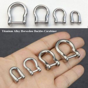OKKFINE 6/8/10/15mm Horseshoes Buckles 10 Styles Titanium Alloy Shackle Key Ring  D Bow Staples Carabiner Outdoor Accessories