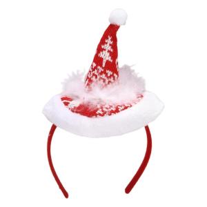 Feather Santa Hat Hair Hoop Knitted Christmas Hat Headdress Xmas Hat Hairband Holiday Party Headbands Photo Props