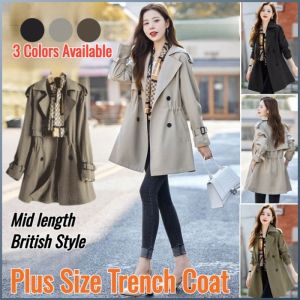 Womens Trench Coat Mid-length Long Coat Good Warmth Fashion Popularity Utility Functions