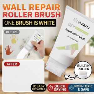 Wall Repair Paint 300g Water Based White Pink Yellow Wall Touch Up Paint Bottle with Built In Roller for Indoor Wall Fix and Home Maintenance
