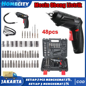 (Dikirim Dari Jakarta) 48pcs Set Bor Tangan Bolak Balik Screwdriver Tanpa Kabel Free Kabel set 48 potong with Mata Bor Aksesoris Kotak PlastikObeng listrikobeng miniMesin Obeng ListrikBor Baterai Tangan Tanpa Kabel Cordless Screwdriver bor listrik
