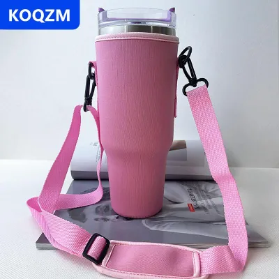 [COD] KOQZM 40oz chai nước tàu sân bay túi có thể điều chỉnh dây đeo vai cốc cốc tay áo màu rắn giữ chai cho Đi Bộ Đường Dài Ngoài Trời