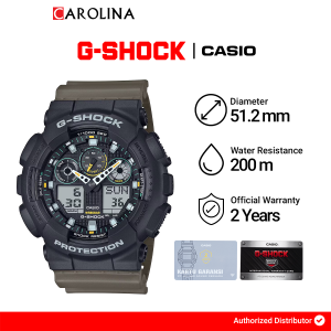 Jam Tangan Pria Casio G-Shock GA-100TU-1A3 Black Dial Brown Resin Band