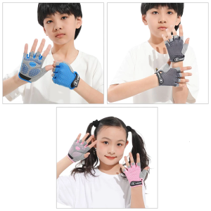 Breathable Half Finger Sport Gloves For Children Shock Absorbing Palms Gloves For Cycling Skateboarding Outdoor Activity