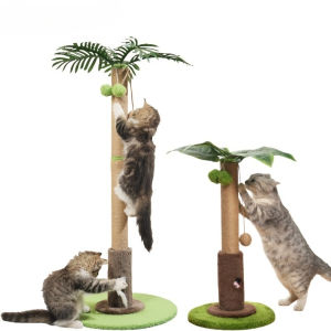 AP AIMAYAPET Cat Climbing Frame 2 in 1 Sisal Scratching Post Coconut Tree Leaf Design Kitten Play Tower for Pets Kucing