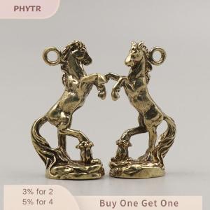 PHYTR HOT Vintage Bronze Zodiac Horse Figurines Brass Animal Figurines Pendant Key Chain Pendant