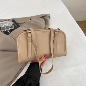 NIkyLundun กระเป๋าใส่หมอนเรียบง่ายสีล้วนลำลองสำหรับผู้หญิงกระเป๋ารักแร้แฟชั่นใหม่ฤดูใบไม้ผลิกระเป๋าสะพายไหล่ดีไซน์เฉพาะกลุ่ม