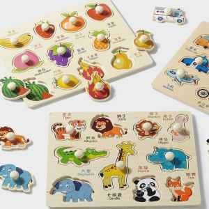 SIRENXI Phim hoạt hình Đồ chơi bảng cầm tay Montessori Phù hợp hình dạng Đồ chơi xếp hình bằng gỗ Khả năng thực hành Đa chức năng Đồ chơi Montessori cho trẻ em Đồ chơi học tập cho trẻ mới biết đi