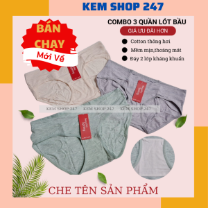 Combo 3 quần lót su bà bầu cạp chéo BIG SIZE thông hơi túi zip cao cấp