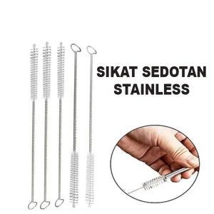 Sikat Sedotan Stainless Steel Brush Straw Kawat Bengkok Lurus Panjang Alat Pembersih Gelas Bulu Halu Barang Unik -REX-MART (BAYAR DITEMPAT/COD)