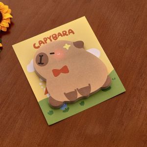 MIRACLE HOME STORE 4 Pcs/Bag Kawaii Capybara Memo Pad Portable Durable Cartoon Notepad Multi-purpose Self-adhesive Message Paper Students