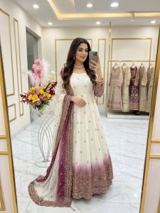 SFs Zariya Luxe Sequin Work Anarkali Gown with Pant & Dupatta