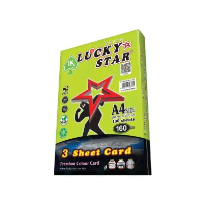 Lucky Star 3 Sheet Card Colours Paper A4 160gsm 100 Sheets (Wide Colors Selection)