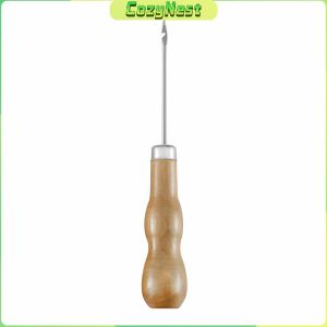 C.N. Wooden Handle Awl Sewing Stitching Tool Shoes Repair Crochet Hook Threader Stitch Needle for Scribing Punching Aligning