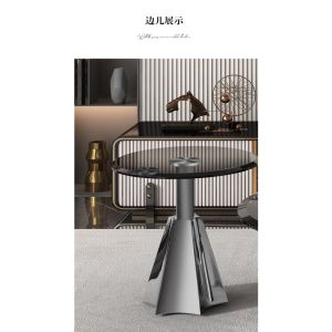 Italian Minimalist Mirror round Coffee Table Household Small Apartment Living Room Simple Modern Stainless Steel Tempered Glass