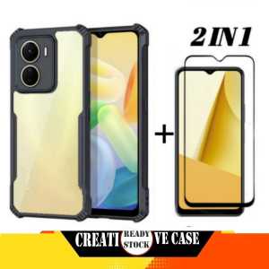 PAKET 2IN1 SOFT CASE PRO CAMERA BLACK COLOR VIVO Y27 4G 2023 / VIVO Y27 5G 2023 / VIVO Y16 2022 ULTRA SLIM SHOCKPROOF TRANSPARENT PREMIUM CASE