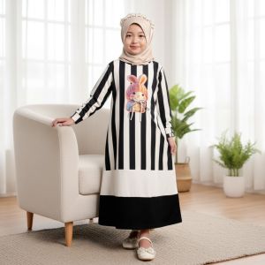 GAMIS ANAK PEREMPUAN SALUR CUTE PITA TALI KOMBINASI DRESS GL FASHION