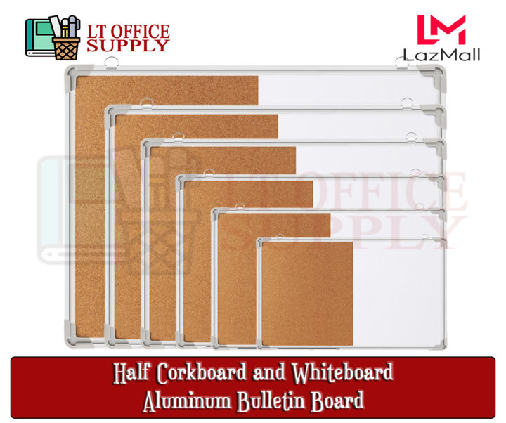 Office Bulletin board 2in1 Half Cork board Half Whiteboard Aluminum