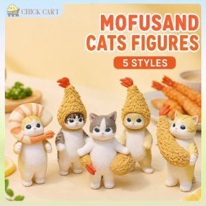 Mini Cat Figure Blind Box Collectible Toy Handmade Cute Shrimp Shark Theme Desk Decor Surprise Gift