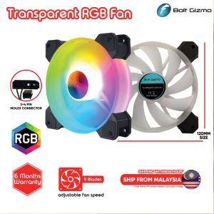 120mm 12cm LED RGB Fan Cooler Molex 4Pin Silent Quiet Transparent Casing Computer Case PC CPU Cooling Chassis Desktop