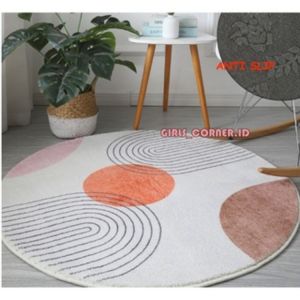 KARPET BULU BULAT MODERN MINIMALIS LUCU KOREA DIAMETER 100CM