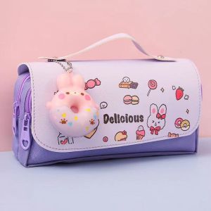 Túi đựng bút 2 ngăn có quay xách họa tiết hoạt hình cute phong cách vintage Trùm Sỉ Gia Thành